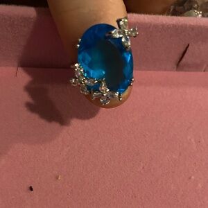 Elegant Blue Gemstone Ring with Silver Accents